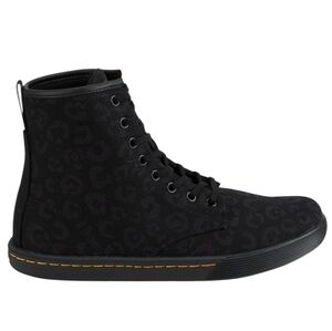 Dr. Martens Sheridan Women's Leopard Printed Canvas Boot In Gunmetal